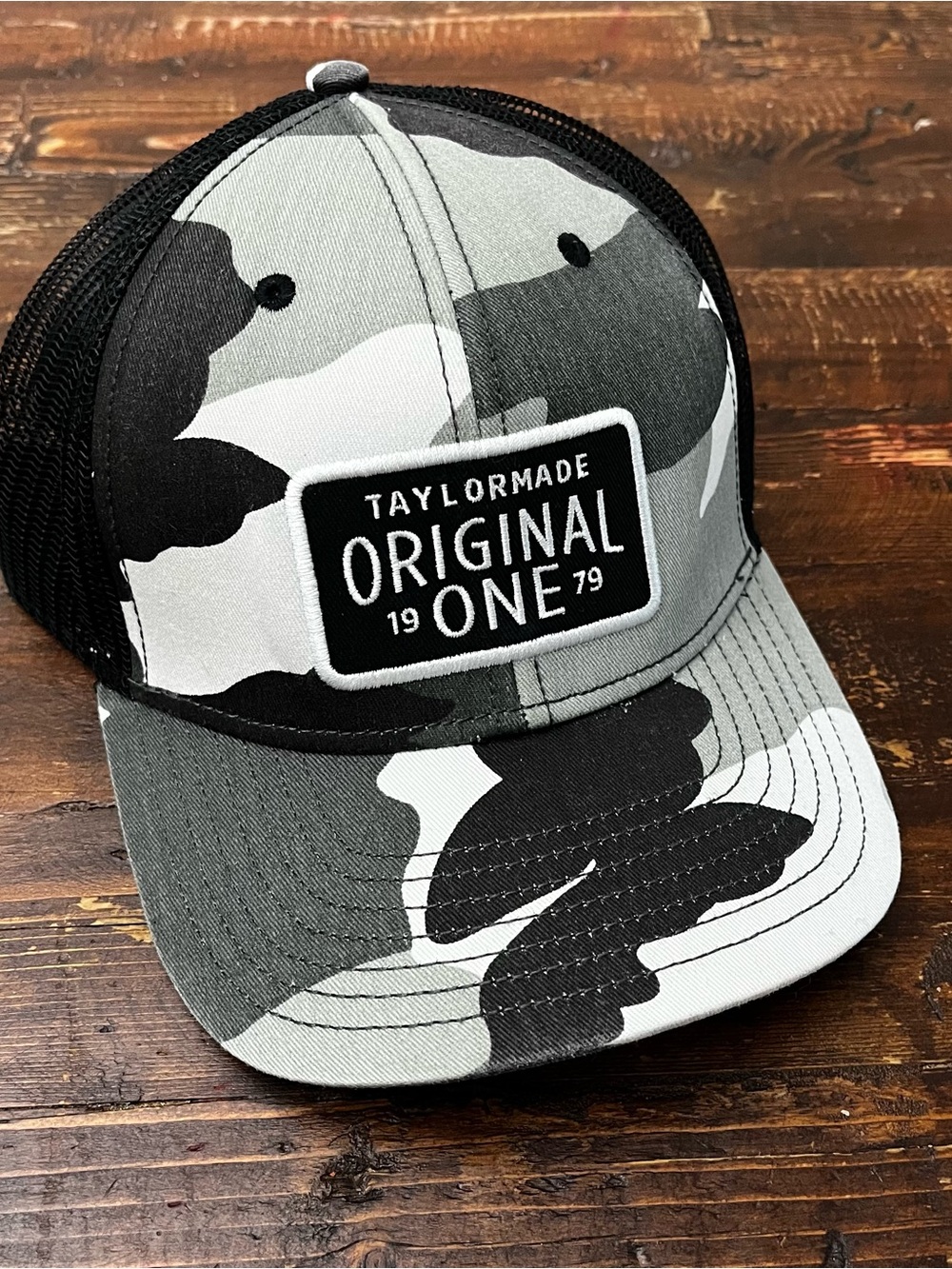 TaylorMade Grey Black Camo Trucker Hat